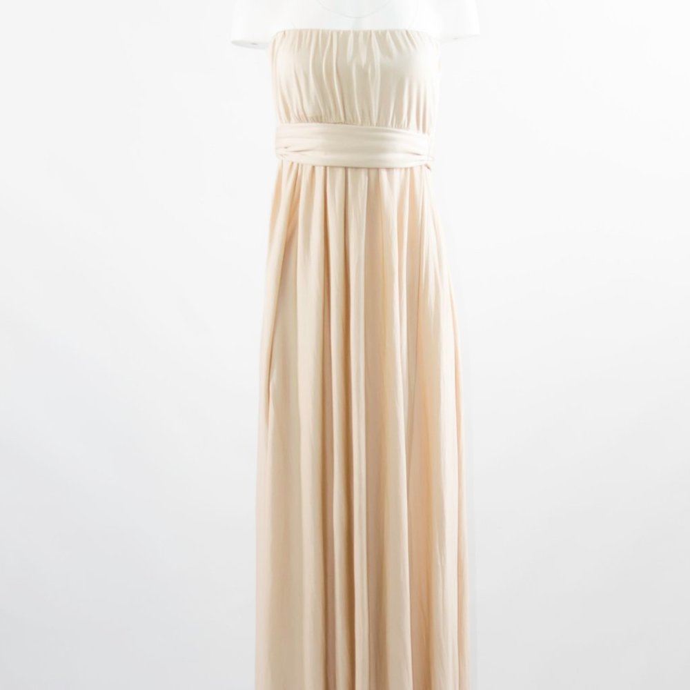 REISS Maxi Dress Floor Length Beige Nude Strapless Retail 780$ - Picture 2 of 6